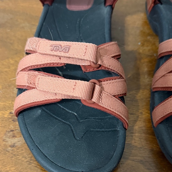 Teva Coral and Black Strappy Sandals - Picture 2 of 5